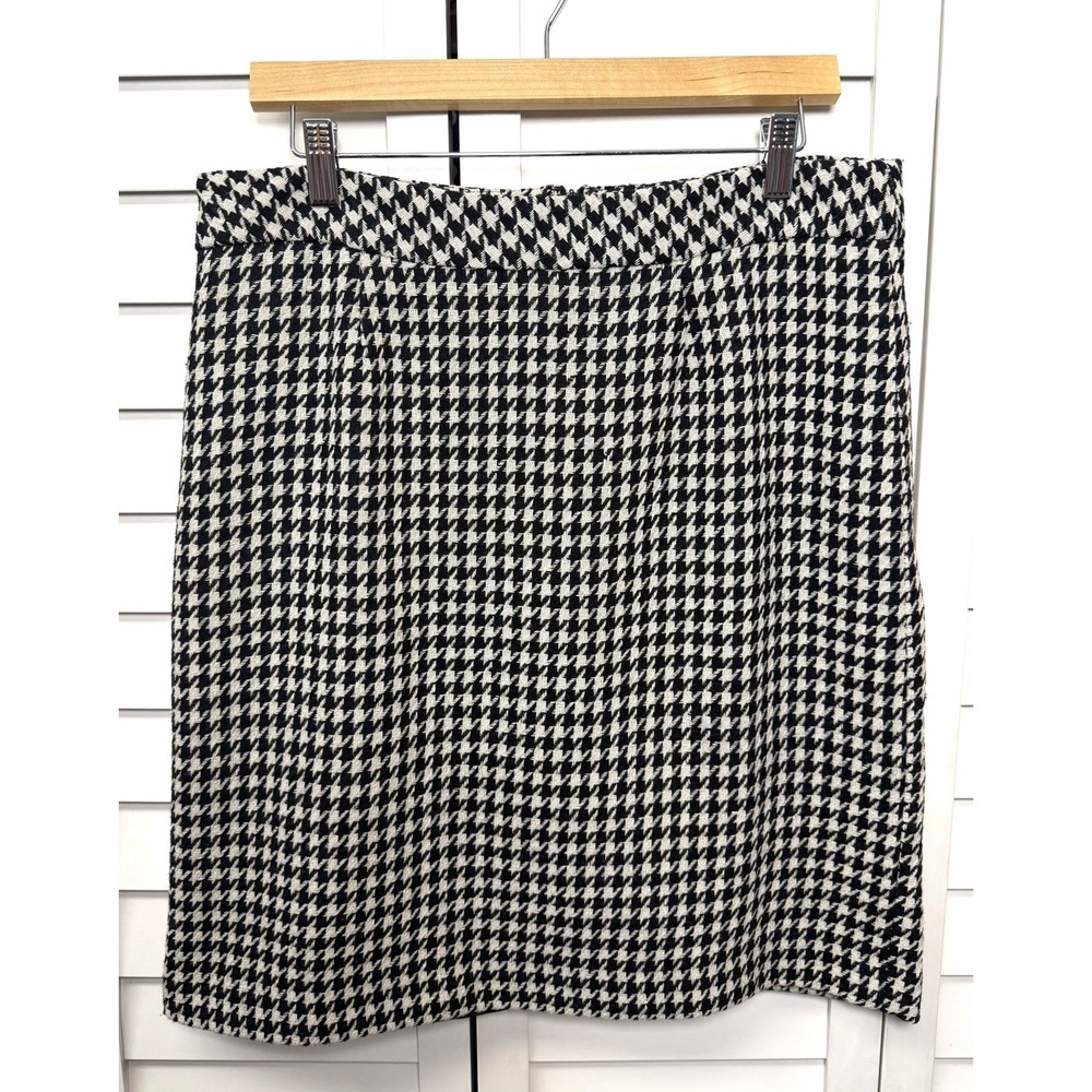 Chadwicks Houndstooth Tweed Wool Blend Lined Pencil Skirt Women's Size 10